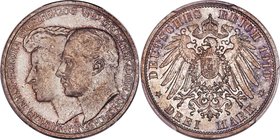 Saxe-Weimar-Eisenach. Wilhelm Ernst 3 Mark 1910-A MS66 PCGS, Berlin mint, KM221, J-162. Silver-toned with a subtle dappling of graphite in the fields....