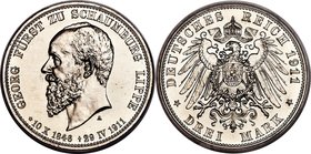 Schaumburg-Lippe. Albrecht Georg Proof 3 Mark 1911-A PR66 PCGS, Berlin mint, KM55, J-166. Scarce and desirable in this elite tier, with a praiseworthy...