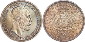 Schwarzburg-Sondershausen. Karl Günther "Death" 3 Mark 1909-A MS66 PCGS, Berlin mint, KM154, J-170. A scarce state issue, with original luster and sur...