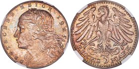 Weimar Republic silver Proof Pattern 3 Mark 1925-D PR64 NGC, Munich mint, Schaaf-320A/G3 VS2 RS2, Kienast-352. By Karl Goetz. A scarce Pattern type, e...