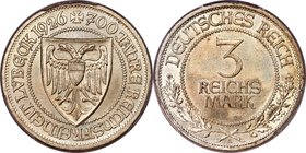 Weimar Republic "Lübeck" 3 Mark 1926-A MS65 PCGS, Berlin mint, KM48, J-323. Evenly toned to a dove gray over gently lustrous surfaces. 

HID0980124201...