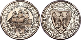 Weimar Republic Proof "Bremerhaven" 3 Mark 1927-A PR67 Deep Cameo PCGS, Berlin mint, KM50, J-325. Struck for the 100th anniversary of the founding of ...