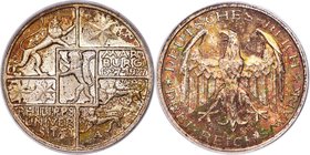 Weimar Republic "Marburg University" 3 Mark 1927-A MS67 PCGS, Berlin mint, KM53, J-330. Struck upon the 400th anniversary of the founding of Philipps ...