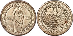 Weimar Republic "Naumburg" 3 Mark 1928-A MS67 PCGS, Berlin mint, KM57, J-333. Struck for the 900th anniversary of the founding of the city of Naumburg...