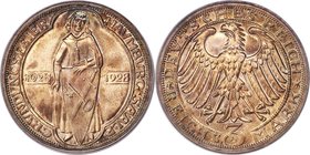 Weimar Republic "Naumburg" 3 Mark 1928-A MS66 PCGS, Berlin mint, KM57, J-333. Tinted a gentle sunset red over lustrous, satiny fields. 

HID0980124201...