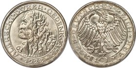 Weimar Republic "Dürer" 3 Mark 1928-D MS67 PCGS, Munich mint, KM58, J-332. Residing at the highest grade level for this type, this awesome premium gem...
