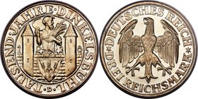 Weimar Republic Proof "Dinkelsbuhl" 3 Mark 1928-D PR66 Cameo PCGS, Munich mint, KM59, J-334. Shimmering white, with dazzling cameo contrast and hints ...