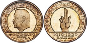Weimar Republic Proof "Constitution" 3 Mark 1929-A PR66 NGC, Berlin mint, KM63, J-340. Flashy, with a clear cameo contrast. 

HID09801242017