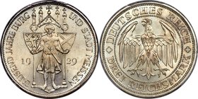 Weimar Republic "Meissen" 3 Mark 1929-E MS65+ PCGS, Muldenhutten mint, KM65, J-338. Among the finest certified examples of the type, with silvery-cham...