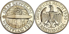 Weimar Republic Proof "Zeppelin" 3 Mark 1930-A PR67 Deep Cameo PCGS, Berlin mint, KM67, J-342. Struck to commemorate the round-the-world flight of the...