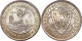 Weimar Republic "Magdeburg" 3 Mark 1931-A MS66 PCGS, Berlin mint, KM72, J-347. Virtually as-struck, an appealing city view type with argent-gray cente...