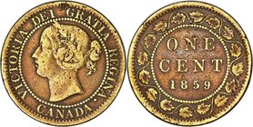 Victoria brass Pattern "Narrow 9" Cent 1859 Fine Details (Cleaned) PCGS, London mint, cf. KM1 (bronze). A technical pattern struck in brass, and an is...