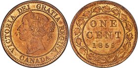 Victoria "Narrow 9" Cent 1859 MS64 Red and Brown PCGS, London mint, KM1. Narrow 9 variety. Bordering on gem, with beautifully crisp devices and swirli...