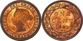 Victoria Cent 1881-H MS64+ Red and Brown PCGS, Heaton mint, KM7. A softly glowing and lustrous example. 

HID09801242017