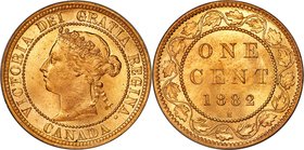 Victoria Cent 1882-H MS65 Red PCGS, Heaton mint, KM7. A marvelous and fully red gem exhibiting unimpeded cartwheel luster over fully struck details. T...