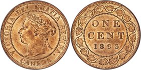 Victoria Cent 1893 MS65 Red and Brown PCGS, London mint, KM7. Far more red than brown, sharply detailed and with no major distracting marks. An immens...