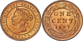Victoria Cent 1897 MS65 Red PCGS, London mint, KM7. A scarcely encountered red gem example of this year with sharp details and abundant luster.

HID...