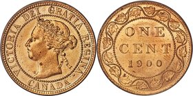 Victoria Cent 1900 MS65 Red PCGS, London, KM7. A vibrant specimen of this conditionally rare type, flaring with light orange luster across the entire ...
