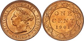Victoria Cent 1901 MS65 Red PCGS, London mint, KM7. Fully deserving of its 'Red' designation, a mint-fresh example with very few contact marks and no ...
