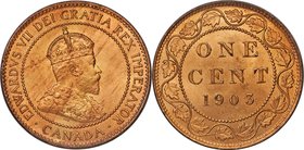 Edward VII Cent 1903 MS65 Red PCGS, London mint, KM8. A gorgeous Cent, one which defies any possibility of upgrade. Its planchet exhibits a sublime pa...
