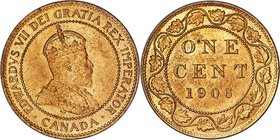 Edward VII Cent 1906 MS65 Red PCGS, London mint, KM8. One dark spot to the reverse, otherwise a fully red specimen boasting considerable mint luster. ...