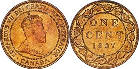 Edward VII Cent 1907-H MS64 Red and Brown PCGS, Heaton mint, KM8. Struck at the Heaton mint in Birmingham, a choice selection with rich walnut-brown s...