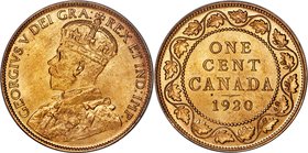 George V Cent 1920 MS65 Red PCGS, Ottawa mint, KM21. A dazzling gem, aglow with satiny luster and textured by a slight matte appearance. From a lower ...