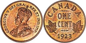 George V Specimen Cent 1923 SP64 Red and Brown PCGS, Ottawa mint, KM28. The key date from this issue, beautifully toned to a mahogany color throughout...