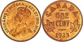 George V Cent 1923 MS64 Red PCGS, Ottawa mint, KM28. Fully red in color, with bold mint luster that flares from the recesses. Absolutely choice, and i...