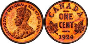 George V Specimen Cent 1924 SP66 Red and Brown PCGS, Ottawa mint, KM28. A bold strike, with surfaces virtually free of the effects of handling, and fl...