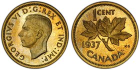George VI brass Specimen Cent 1937 SP65 PCGS, Paris mint, KM-TS5, DC-19. Struck at the Paris mint as a trial issue for the new George VI Cent, this ty...
