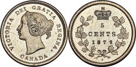Victoria Specimen 5 Cents 1872-H SP63 PCGS, Heaton mint, KM2. Sharp and reflective, with shimmering fields that display choice preservation at every t...