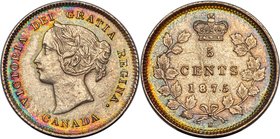 Victoria "Small Date" 5 Cents 1875-H UNC Details (Cleaned) PCGS, Heaton mint, KM2. Small date variety. Very sharp and appealing for the certification,...