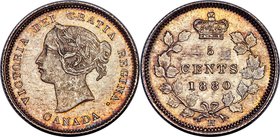 Victoria 5 Cents 1880-H MS65 PCGS, Heaton mint, KM2. A lustrous little gem with pleasing warm gold tone framing the dove-gray centers. 

HID09801242...