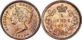 Victoria "Large Date" 5 Cents 1900 MS65 PCGS, London mint, KM2. Large Date, Wide/Round 0 variety. A rare and important subset of the 1900 5 Cents issu...