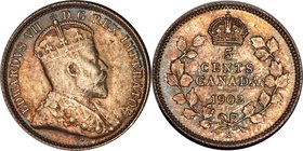 Edward VII "Large H" 5 Cents 1903-H MS64 PCGS, Heaton mint, KM13. Large H variety. The scarcer of the two principal varieties of this type according t...