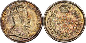 Edward VII "Narrow Date" 5 Cents 1906 MS64 PCGS, London mint, KM13. Narrow Date variety. Elusive quality for Edward's coinage in general, but particul...