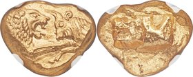LYDIAN KINGDOM. Croesus and later (ca. 561-546 BC). AV stater (17mm, 8.08 gm). NGC Choice MS S 5/5 - 4/5. Sardes, "Light" standard, ca. 553-539 BC. Co...
