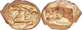 LYDIAN KINGDOM. Croesus and later (ca. 561-546 BC). AV stater (16mm, 8.05 gm). NGC MS 5/5 - 3/5. Sardes, "Light" standard, ca. 553-539 BC. Confronted ...