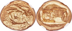 LYDIAN KINGDOM. Croesus and later (ca. 561-546 BC). AV stater (15mm, 8.02 gm). NGC Choice XF 5/5 - 4/5. Sardes, "Light" standard, ca. 553-539 BC. Conf...