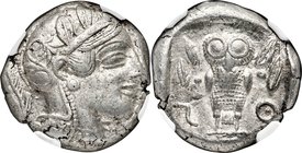 PHILISTIA. Gaza. 5th-4th centuries BC. AR shekel or tetradrachm (23mm, 17.36 g, 12h). NGC Choice XF S 4/5 - 4/5. Imitating Athens. Head of Athena righ...