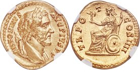 Antoninus Pius (AD 138-161). AV aureus (19mm, 7.08 gm, 7h). NGC Choice MS 5/5 - 5/5. Rome, AD 147. ANTONINVS-AVG PIVS P P, laureate bust of Antoninus ...