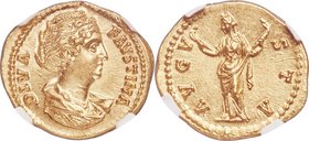 Diva Faustina Senior (AD 138-140/1). AV aureus (21mm, 7.38 gm, 5h). NGC Choice MS 5/5 - 5/5. Rome, after AD 141. DIVA-FAVSTINA, draped bust of Faustin...