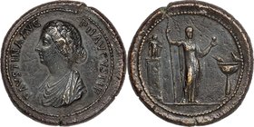 Faustina Junior (AD 147-175/6). AE medallion (40mm, 51.05 gm, 12h). XF, smoothing. Rome, AD 147-150. FAVSTINA AVG-PII AVGVSTI F, draped bust of Fausti...
