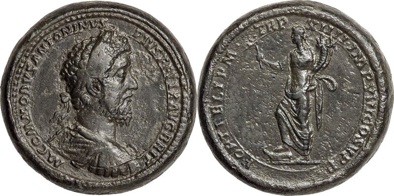 Commodus (AD 177-192). AE medallion (40mm, 69.60 gm, 12h). Choice VF, altered su...