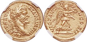 Septimius Severus (AD 193-211). AV aureus (20mm, 7.27 gm, 12h). NGC AU S 5/5 - 5/5. Rome, AD 194. L SEPT SEV PE-RT AVG IMP III, laureate head of Septi...