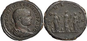 Florian (AD 276). AE medallion (39mm, 40.44 gm, 6h). NGC Choice XF 5/5 - 3/5. Rome. IMP C M ANN FLORIANVS P AVG, laureate, draped and cuirassed bust o...