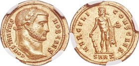 Constantius I, as Caesar (AD 305-306). AV aureus (20mm, 5.29 gm, 5h). NGC Choice AU 5/5 - 3/5, ex-jewelry. Antioch, AD 293-295. CONSTANTIVS-NOB CAES, ...