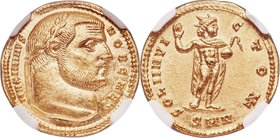 Maximinus II, as Caesar (AD 310-313). AV aureus (20mm, 5.32 gm, 12h). NGC MS 5/5 - 3/5. Nicomedia, AD 305-306. MAXIMINVS-NOB CAES, laureate head of Ma...