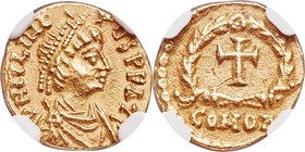 Julius Nepos, Western Roman Empire (AD 474-75/80). AV tremissis (12mm, 1.40 gm, 6h). NGC AU 4/5 - 4/5, scratch. Rome, AD 474-475. D N IVL NE-POS P F A...